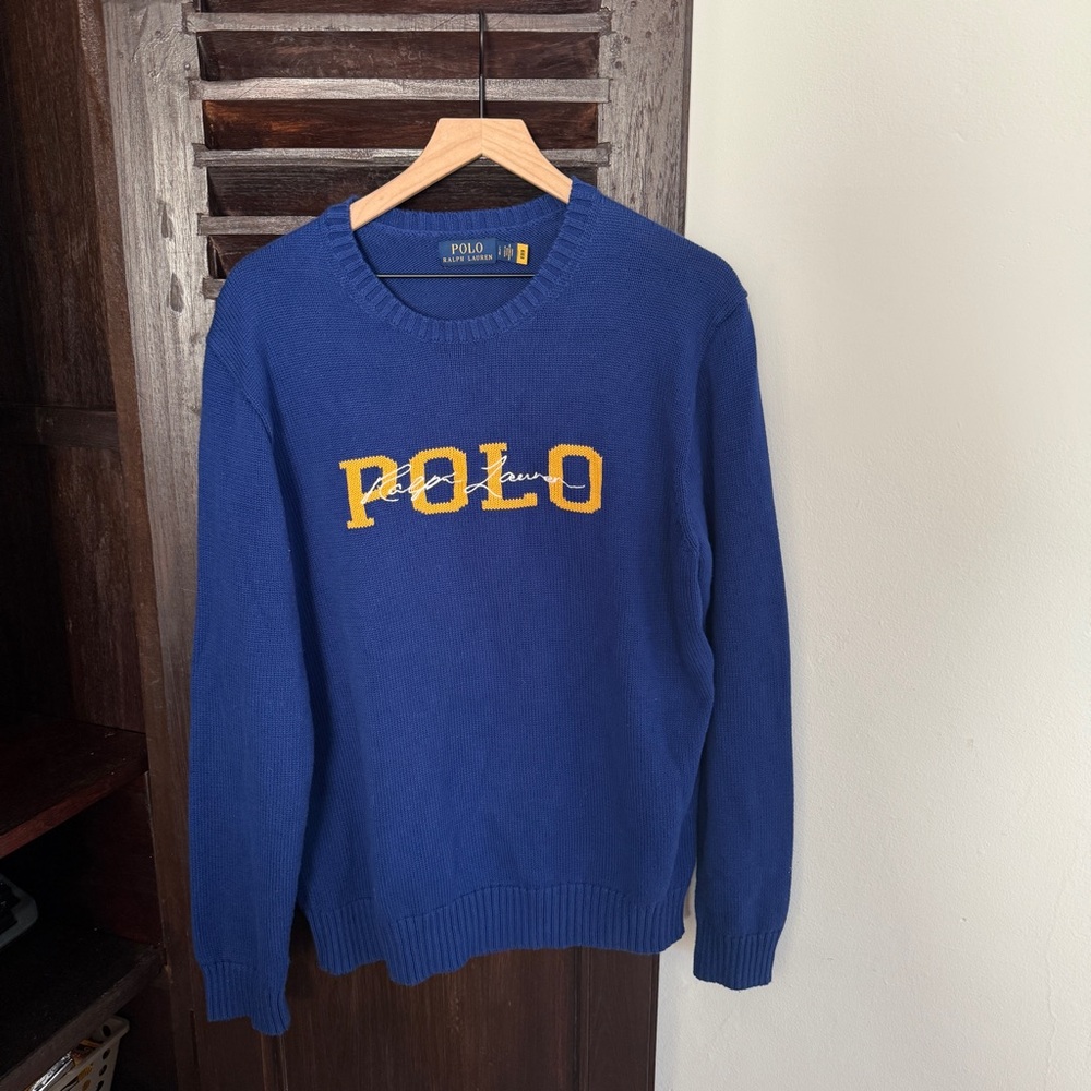 Polo by Ralph Lauren Blue and Yellow Crewneck Sweater